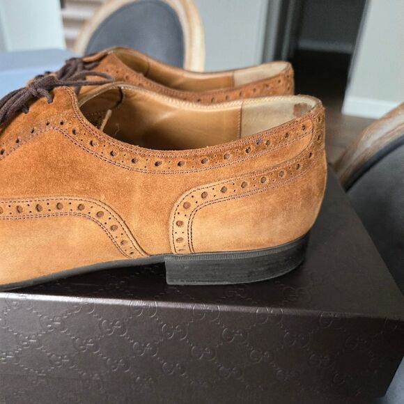 GUCCI Men's Cuir/Queen Cambridge Suede Oxford Shoes Size 12 - Picture 2 of 12